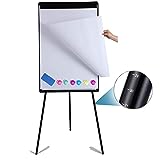 DexBoard Dry Erase Easel 24' x 36'|Height Adjustable Magnetic White Board Easel with Tripod Stand|Office Presentation Board w/Flipchart Pad, Magnets & Eraser, Black