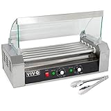 VIVO Electric 12 Hot Dog and 5 Roller Grill Warmer, Cooker Machine with Cover, HOTDG-V205