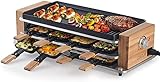 Raclette Table Grill, COKLAI Raclette Grill 8 Cheese Melter Pans 8 Spatulas Three-Tier Indoor Electric Grill, with Temperature Control and Removable Non-Stick Grillplate, Dishwasher Safe