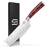 KnifeSaga 2023 Upgraded Nakiri Chef Knife Japanese Professional 7 Inch Sharp Meat Cleaver Kitchen Knives for Chopping Vegetable and Cooking, High Carbon Stainless Steel Asian Chopping Chefs Knife