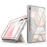 i-Blason Cosmo Case for Samsung Galaxy Tab S7 FE 12.4' 2021 Release Only, Full-Body Trifold with Built-in Screen Protector Protective Smart Cover with Auto Sleep/Wake & Pencil Holder (Marble)