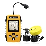 RICANK Portable Fish Finder, Handheld Fish Depth Finder Contour Readout Fishfinder Ice Kayak Shore Boat Fishing Fish Detector Device with Sonar Sensor Transducer and LCD Display Gear Fish Depth Finder