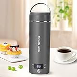 Travel Electric Kettle Portable Mini Kettle,Small Hot Water Boiler with 4 Temperature Settings,304 Stainless Steel,Fast Boiling Water with Auto Shut-Off and Boil Dry Protection (Grey, 400ml)