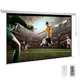 YODOLLA 100inch Motorized Projection Screen, 16:9 4K 3D HD Electric Projector Screen, Wall/Ceiling Mounted White Projection Screen with Two Remote Controls for Indoor & Outdoor Use