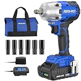 20V 370 Ft-lbs Brushless 1/2 Inch Impact Wrench Kit with 6 Sockets, 2Ah Battery, Charger, Bag