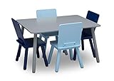 Delta Children Kids Table and Chair Set (4 Chairs Included) - Ideal for Arts & Crafts, Snack Time, Homeschooling, Homework & More, Grey/Blue