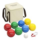 GoSports Backyard Bocce Sets with 8 Balls, Pallino, Case and Measuring Rope - Choose Between Classic Resin or Soft Rubber