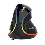 J-Tech Digital Ergonomic Mouse Wired - RGB Vertical Gaming Mouse with 5 Adjustable DPI Settings up to 4000 DPI, Computer Mouse for Carpal Tunnel, Removable Palm Rest and Thumb Buttons [V628R]