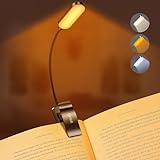 Gritin 16 LED Rechargeable Book Light for Reading in Bed - Eye Caring 3 Color Temperatures, Stepless Dimming Brightness,80Hrs Runtime,Lightweight Flexible Clip On Book Light for Book Lovers,Kids