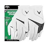 Callaway Golf Weather Spann Premium Synthetic Golf Glove (White, 2-Pack, Standard, Large, Worn on Right Hand)