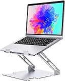 RIWUCT Adjustable Laptop Stand, Ergonomic Laptop Riser Holder for Desk, Aluminum Sturdy Dual Rotation Axis Foldable Computer Stand, Compatible with MacBook Pro All Notebooks 10-16' (Silver)