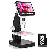 CIMELR LCD Digital Microscope 4.3 inch Coin Microscope 50X-1000X Magnification, USB Microscope with 8 Adjustable LED Lights for Adults Kids - Compatible with Windows/Mac iOS（Included 32GB TF Card）