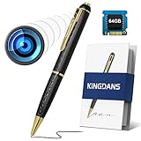 64GB Hidden Camera Pen, Spy Camera with 240mins Long Battery Life, Mini Spy Camera 1080P, Small Hidden Security Cam, Nanny Cam for Business, Meeting, Learning, Portable & Rechargeable