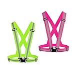 Chiwo Reflective Vest Running Gear 2Pack, High Visibility Adjustable Safety Vest for Night Cycling,Hiking, Jogging,Dog Walking, Construction Safe (Green Pink)