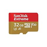 SanDisk 32GB Extreme microSDHC UHS-I Memory Card with Adapter - Up to 100MB/s, C10, U3, V30, 4K, A1, Micro SD - SDSQXAF-032G-GN6MA