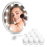 Led Vanity Mirror Lights, 12.5ft Makeup Lights for Vanity Stick on, Natural Daylight Dimmable Bulbs, DIY Ball Lights for Dressing Table Bathroom Wall Mirror Lighting (Mirror Not Included)