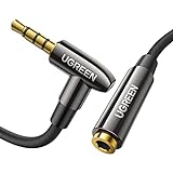 UGREEN Headphone Extension Cable with MIC 4 Pole 3.5mm Extension TRRS Jack Stereo Extender Cord Right Angled Compatible with Gaming Headset Earphone, Switch Lite PS4, TV PC Car, Speaker, 6FT