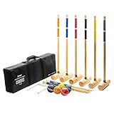 Franklin Sports Croquet Sets, Includes Wood Mallets and Stakes, All Weather Balls and Metal Wickets, Carry Case Included, Professional