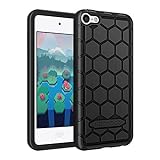 Fintie Silicone Case for iPod Touch 7 iPod Touch 6 iPod Touch 5 - (Honey Comb Series) Impact Shockproof Anti Slip Soft Protective Cover for iPod Touch 7th 6th 5th, Black