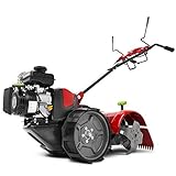 EARTHQUAKE 31285 Pioneer Dual Direction Rear Tine Tiller with Instant Reverse, Airless Wheels, 17' Width, 11' Tilling Depth, 99cc 4-Cycle Viper Engine, Black/Red