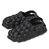 Bubble Slides for Women and Men, Comfort Lightweight DIY Golf Ball Slides with Charms, Unisex Cute Massage Garden Clogs Shoes, Thick Sole Super Soft Lychee Slides Sandans for Indoor and Outdoor Black