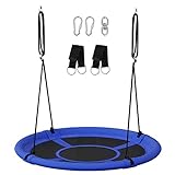 SONGMICS Saucer Tree Swing, 40 Inch, 700 lb Load, Includes Hanging Kit, Blue and Black UGSW001Q01