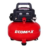 ECOMAX Air Compressor, Portable Air Compressor, 6 Gallon, Pancake Air Compressor, Max 150 PSI, 2.6 CFM @90 Psi, Oil Free Small Electric Air Compressor for Car, Home and Jobsite, Red Model: 0210673