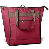 Rachael Ray Chillout Cooler Bag, Soft Sided Zippered Cooler Tote, Insulated and Leak Proof Grocery Bag, Portable Travel Cooler, Hot or Cold Carrier, Burgundy