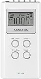 Sangean DT-120 AM/FM Stereo PLL Synthesized Pocket Receiver, WHITE