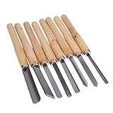 Wood Turning Tools, TWSOUL 8 Piece Manganese Steel Lathe Chisel Set with Wood Handle for Beginner to Intermediate