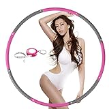 NEOWEEK Exercise Hoop for Adults, Weighted Fitness Hoop for Exercise-2lb, 8 Section Detachable Design-Professional Soft Workout Hoop(Pink-Gray)