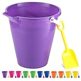 4E's Novelty 9' Large Sand Bucket with Shovel [12 Pack Bulk] Beach Buckets - Beach Toys for Kids & Toddlers, Party Favors Holders