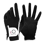 FINGER TEN Men’s Golf Glove Left Hand Rain Grip Pack, Durable Fit for Hot Wet All Weather (Black, Large)