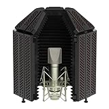 XTUGA Recording Microphone Isolation Shield with Pop Filter,High Density Absorbent Foam to Filter Vocal,Top Enclosed Foldable Soundproof Cover for Condenser Microphone Recording Equipment