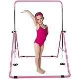 DOBESTS Foldable Gymnastics Bars for Home Gymnastic Equipment for Kids Adjustable Junior Training Bars for 3-7 Years Old Children (Pink)