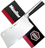 Mueller 7-inch Meat Cleaver Knife, Stainless Steel Professional Butcher Chopper, Stainless Steel Handle, Heavy Duty Blade for Home Kitchen and Restaurant, Valentines Day Gifts for Him