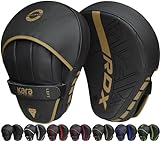 RDX Boxing Pads Curved Focus Mitts, Maya Hide Leather Kara Hook and jab Training Pads, Adjustable Strap Ventilated, MMA Muay Thai Kickboxing Coaching Martial Arts Punching Hand Target Strike Shield