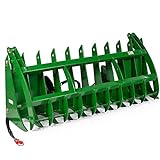 Titan Attachments 84in Clamshell Root Grapple Rake Fits John Deere Global Euro Loaders, Twin 3,000 PSI Cylinders, Brush Debris Landscaping Grapple