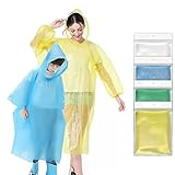 Ponchos Family Pack, Rain Poncho for Adults and Kids (5 Pack, 4 Colors) Disposable or Reusable Emergency Ponchos丨Rain Ponchos with Drawstring Hood