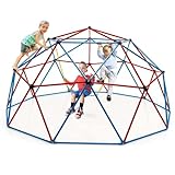 Costzon Climbing Dome with Swing, 10FT Outdoor Jungle Gym Monkey Bar Climbing Toys for Toddlers, Geometric Dome Climber Playground Set for 3-10 Boys Girls Backyard Gift Present, Holds up to 800 lbs