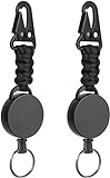 2 Pack Retractable Keychain, Heavy Duty Retractable Badge Holder Reel, Retractable ID Badge Clip Reel with Steel Cable and Carabiner Clip, Badge Reel Carabiner Key Chain