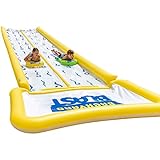 BACKYARD BLAST - 30' Waterslide with Bumpers and Pool, 2 Inflatable Riders and Hand Air Pump - Easy to Setup - Extra Thick to Prevent Rips & Tears