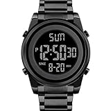 BURK 1611BK Men's Watches Digital Watch Fashion Sports Stainless Steel Waterproof Wristwatch Fashion Luxury