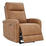 Watson & Whitely Recliner Chairs for Adults, Zero Wall Reclining Sofa Chair W Power Headrest Type-C Charger, Small Faux Leather RV Recliners Home Theater Seating for Living Room, Cognac Brown