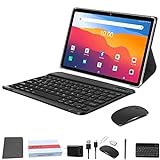 2024 Newest 2 in 1 Tablet 128GB Storage+1TB Expand 10 inch Tablets, 2.4G&5G WIFI Tablet PC, Android 12 Tablet with Keyboard, Octa Core HD Touchscreen 13MP Dual Camera GMS Tablet with Case Mouse (Gray)