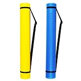 2-Pack Extendable Poster Tubes Expand from 24.5” to 40” with Shoulder Strap | Carry Documents, Blueprints, Drawings and Art | Blue and Yellow Portable Durable Round Storage Cases with Lids and Labels