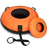 Meagoo Heavy Duty Snow Tube, Inflatable Durable 40' Snow Sled Tube with Cushion Seat, Premium Sturdy 600D Canvas Cover Sledding Tube with Towable Pull Ring and Reinforced Handles