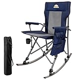 Colegence 2-in-1 Rocking Camping Chair Outdoor Support 350 LBS, Detachable Rocker Heavy Duty High Back Padded Oversized Folding Chairs with Foldable Cup Holder, Back Pocket for Lawn, Sport, Patio