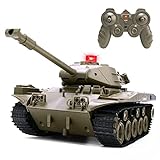 Remote Control Tank for Kids, M41A3 American Army Battle Tank, Programmable RC Tanks with Lights & Realistic Sounds, RC Military All Terrain Off-Road Vehicles, Great Gift Tank Toy for Boys