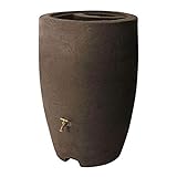 Algreen Athena 50 Gallon Plastic Outdoor Rain Barrel with Brass Spigot and Screen Guard for Rain Water Collection and Storage, Brownstone
